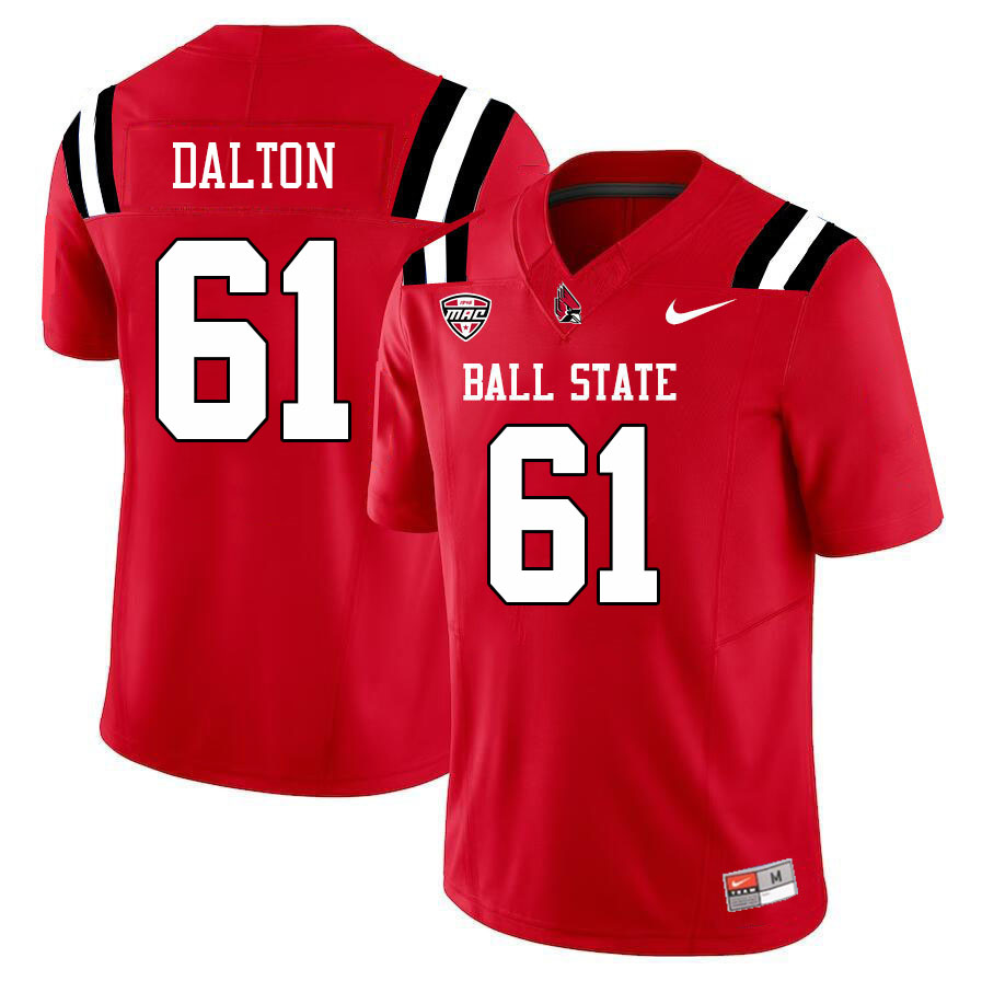 Ball State Cardinals #61 Luke Dalton College Football Jerseys Stitched-Cardinal